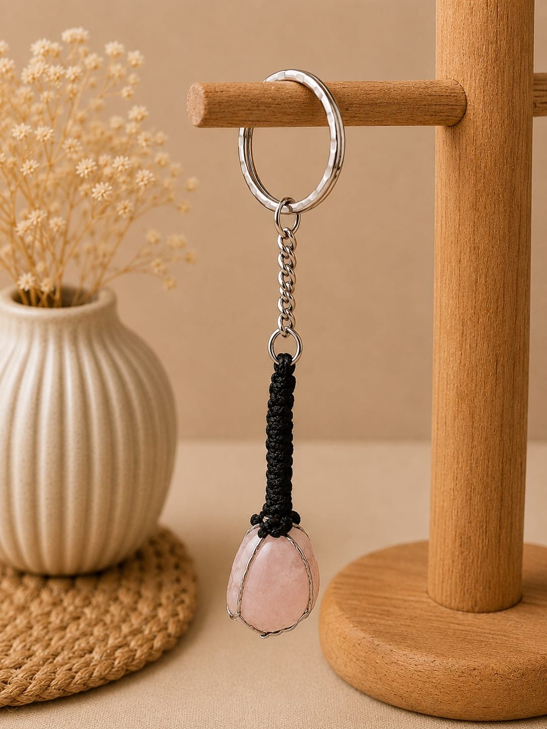 Rose Quartz Keychain
