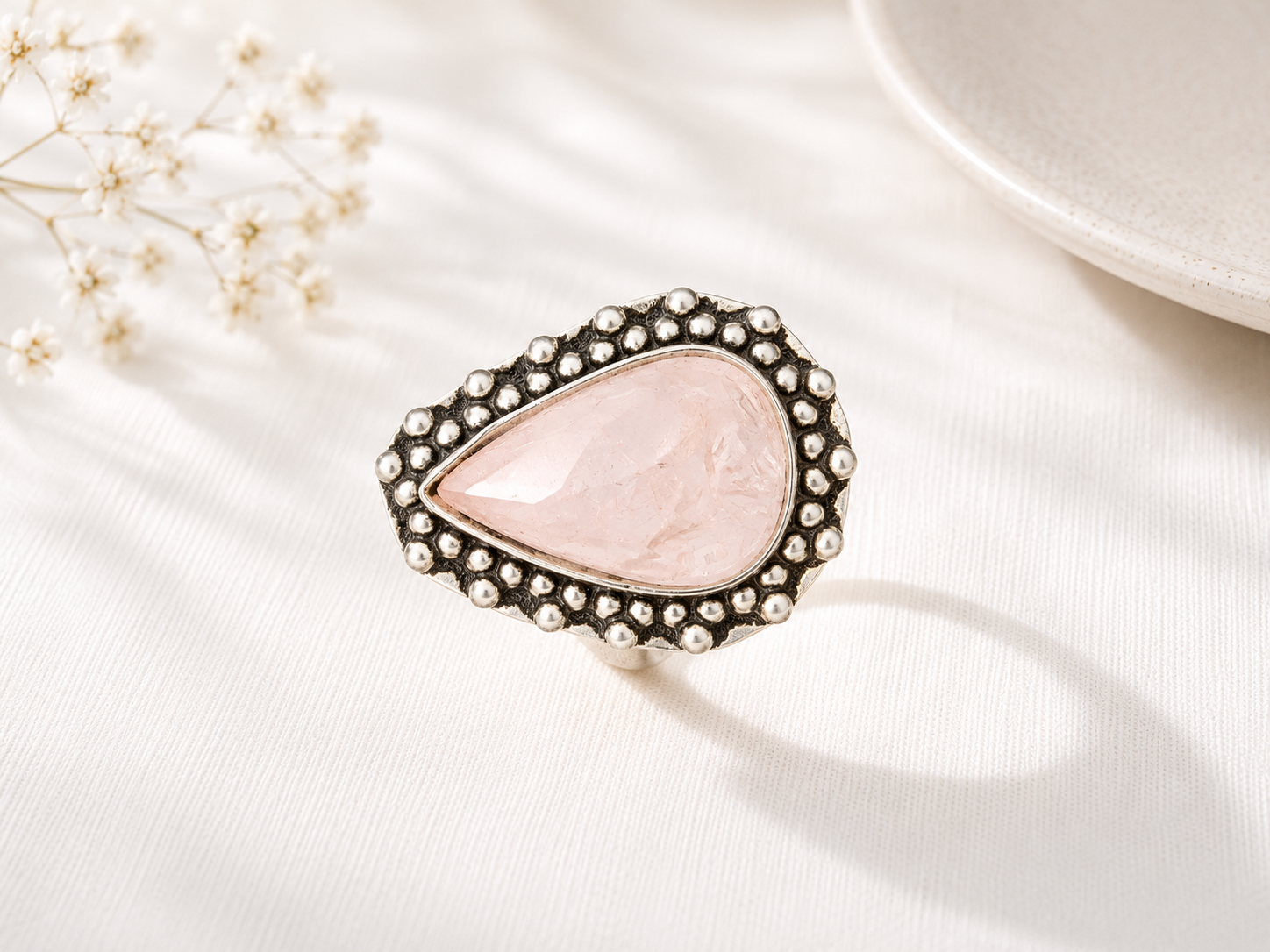 Rose Quartz Solitaire Ring